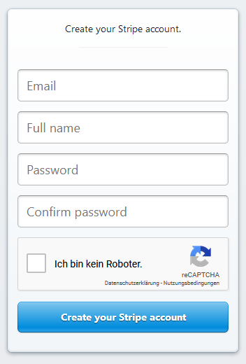 Anmeldung bei Stripe