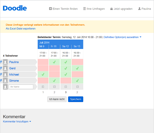 Website Creator mit Doodle