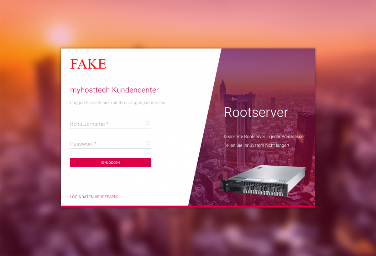 Screenshot der Phishing-Website nach Anwendung des Tricks